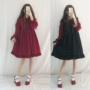 Nhật Bản mềm mại quần áo hàng ngày op đèn lồng tay lỏng lẻo nhỏ eo cao ren dài tay áo đầm lửng nữ retro những mẫu đầm dự tiệc mới nhất