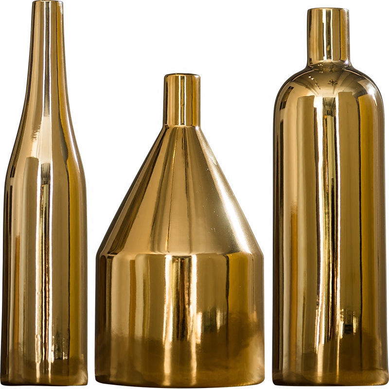 European contracted dry flower vase vase modern furnishing articles of gold sitting room adornment ceramics creative wedding gift decoration