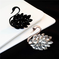 Hàn Quốc sang trọng pha lê đen thiên nga trâm cài áo len nữ corsage phù hợp với pin áo với quà tặng trang sức huy hiệu cài áo