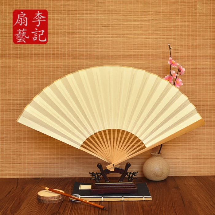 Li Ji Fan Yi Yuzhu Folding Fan 9 5 Inch 18 Square Ancient Fang Light Water Mill Yuzhu Fan Bone Su Gong Xuan Paper Fan