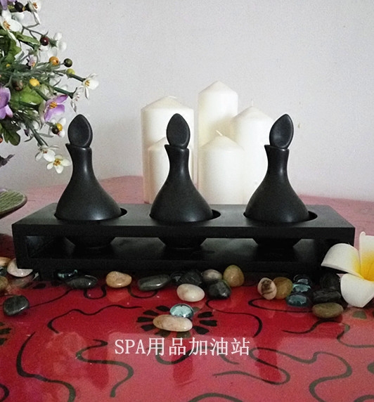 Thai spa supplies Aromatic spa Sp adjustment tool Black smell flask three pieces ceramic essential oil bottle