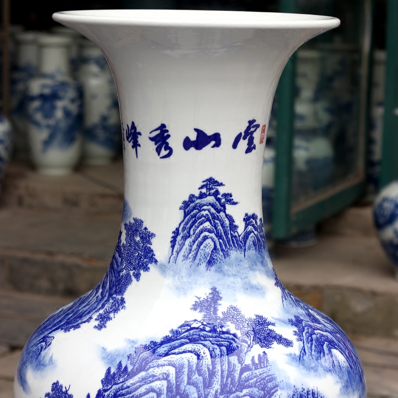 Jingdezhen ceramic hand - made yunshan xiufeng figure of large vases, sitting room of Chinese style household furnishing articles office accessories