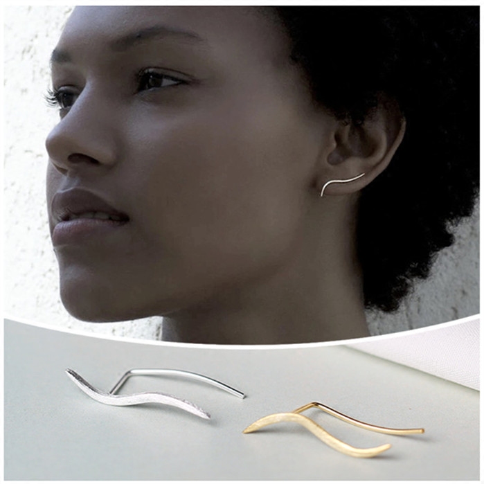 925 sterling silver earrings, Korean version, simple and simple personality, men and women, hypoallergenic, European and American hipsters, single ear clip