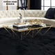 Wrought sắt bàn cà phê vàng ánh sáng sang trọng đồ nội thất tối giản hiện đại Bắc Âu sáng tạo phòng khách kính bàn cà phê bảng hình chữ nhật - Bàn trà bàn trà tròn đẹp Bàn trà