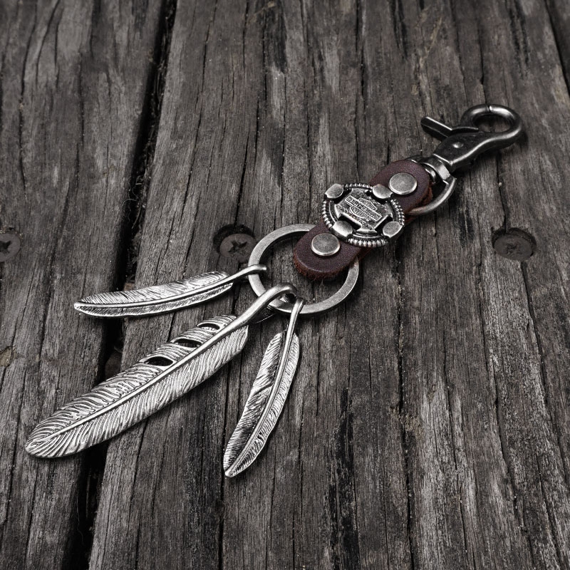 Vintage Personalized Creative Harley Modified Motorcycle Leather Keychain Men's Pendant Car Leather Chain Trendy Brand