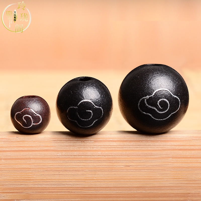 Natural black sandal inlaid silver silver barrel bead bead dIY handle bead bead string with string bead accessories