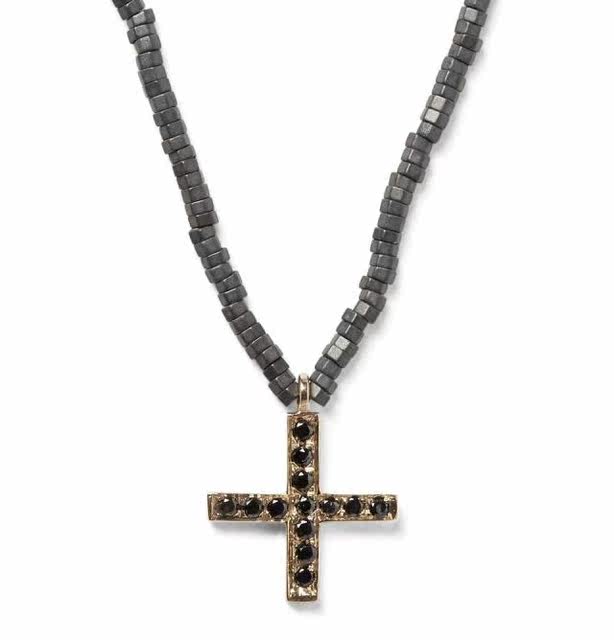 Luis Morais Hematite Beads, Gold and Diamond Necklace Discount
