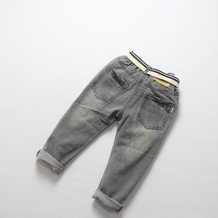2021 autumn Korean version of the big boy boy's clothing jeans children's cotton casual gray black denim trousers