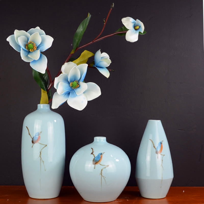 Jingdezhen ceramic new Chinese vase furnishing articles sitting room dry flower arranging flowers household soft adornment green China arts and crafts