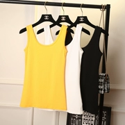 Áo vest nữ mùa thu ngắn mặc đồ cotton Slim kích thước lớn chà nhám trắng bên trong dây buộc đáy