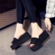 Dép nêm nữ mùa hè phiên bản Hàn Quốc của sandal đế dày đa năng đế phẳng thời trang đế bệt đi biển một chữ kéo cao gót mang dép dép xăng đan nữ Dép