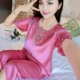 Bộ đồ ngủ nữ mùa hè tay ngắn mùa hè phù hợp với băng lụa nữ gợi cảm phần mỏng phục vụ tại nhà mùa thu có thể mặc hai bộ pijama nam Bên ngoài ăn mặc
