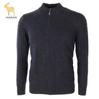 Áo len cashmere nam cao nửa cổ áo khóa kéo cardigan lỏng kích thước lớn dày ngắn giản dị trung niên áo len cha áo đôi nam nữ