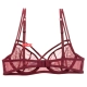 Xi Ji Pháp retro bó sát bộ đồ lót nữ siêu mỏng bra bra lông mi nụ lụa sợi kích thước lớn áo ngực