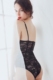 Một khuôn mặt to tròn Ren gợi cảm siêu mỏng cơ thể quyến rũ cotton mỏng nửa cốc corset jumpsuit nữ B006 đồ lót đẹp Một mảnh