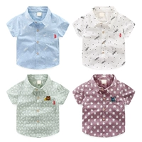Áo sơ mi bé trai 2018 mới 3 bé cotton ngắn tay mùa hè áo trắng trẻ em 5 tuổi áo trẻ em thủy triều áo sơ mi bé trai