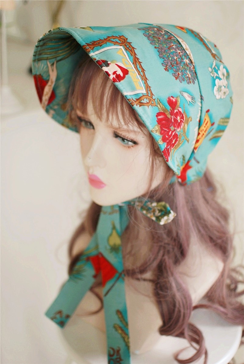 Little fresh blue cloth shade cap along with soft wire