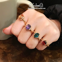 Hàn Quốc và Hàn Quốc thời trang đá quý màu đỏ corundum vòng cổ điển nhẫn nữ màu vàng tím xanh may mắn màu vàng pha lê tourmaline nhẫn đôi vàng tây
