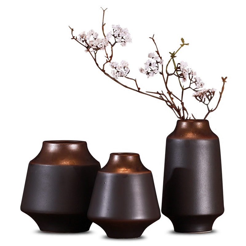 New Chinese style dry flower ceramic vases, Chinese style restoring ancient ways the three - piece furnishing articles zen porch floral version into gifts