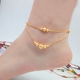 Shajin mới vòng chân nữ tính cách Nhật Bản và Hàn Quốc mạ vàng trái tim đào chuông chuyển hạt vòng chân hai lớp thời gian dài không phai cửa hàng phụ kiện Vòng chân