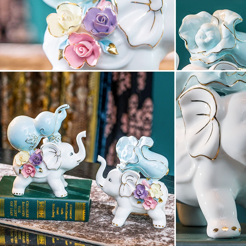 Lucky elephant furnishing articles household act the role ofing is tasted and TV ark, the opened wine ceramic decoration gifts sitting room porch decoration