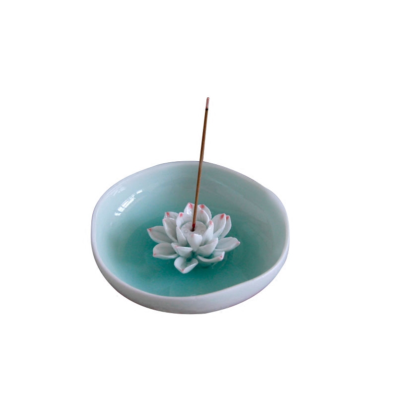 Manual creative home incense inserted jingdezhen chinaware lotus practical plate of furnishing articles shadow celadon porcelain joss stick