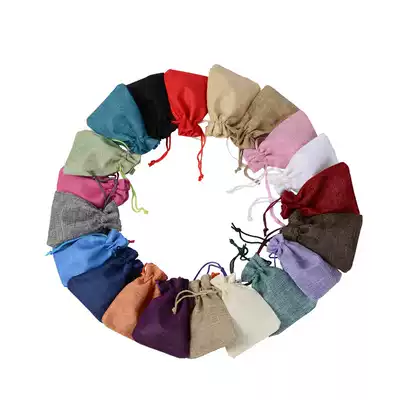 Solid color linen bag 9x12cm multi-color linen bundle pocket Jewelry gift packaging bag sachet sachet empty bag