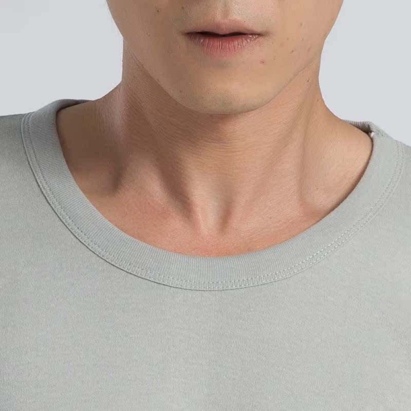 单件上衣 男士圆领单件中厚秋衣衬衣 低领全棉棉毛衫内衣打底