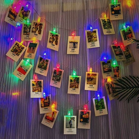 led small colored lights star light string lights ins girl heart clip hanging photo creative hanging photo clip battery model