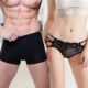 2 tải đồ lót cặp đôi nam boxer gợi cảm eo thấp nữ tam giác đồ lót ren ngọt ngào quần nóng