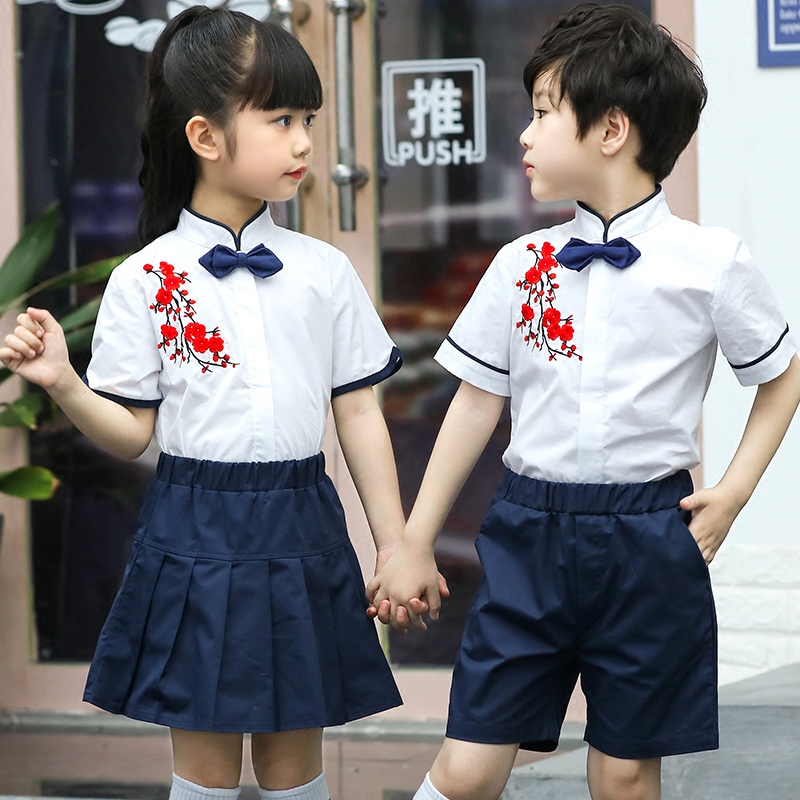 Kindergarten garden clothes summer clothes primary school students school uniform suit cotton Republic class clothes June 1 children's chorus clothes performance clothes