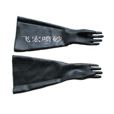 Special thickened and extended glossy Sandblasting gloves for sandblasting machines. Flat sandblasting protective gloves are 68cm long