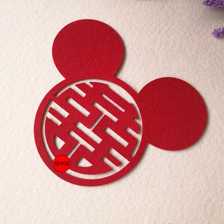 Non-woven flocking Mickey Minnie Mickey Minnie cartoon wall sticker Car sticker Wedding room decoration custom happy word