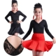 Cô gái mùa thu quần áo tập múa Latin dài tay của trẻ em gái váy khiêu vũ ngắn tay cho trẻ em trang phục biểu diễn Latin - Trang phục