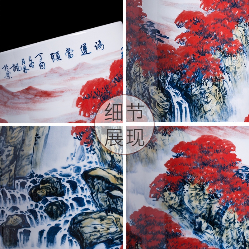Jingdezhen ceramic vase hand - made high quiver landing big sitting room adornment furnishing articles word calligraphy and painting scroll cylinder to receive