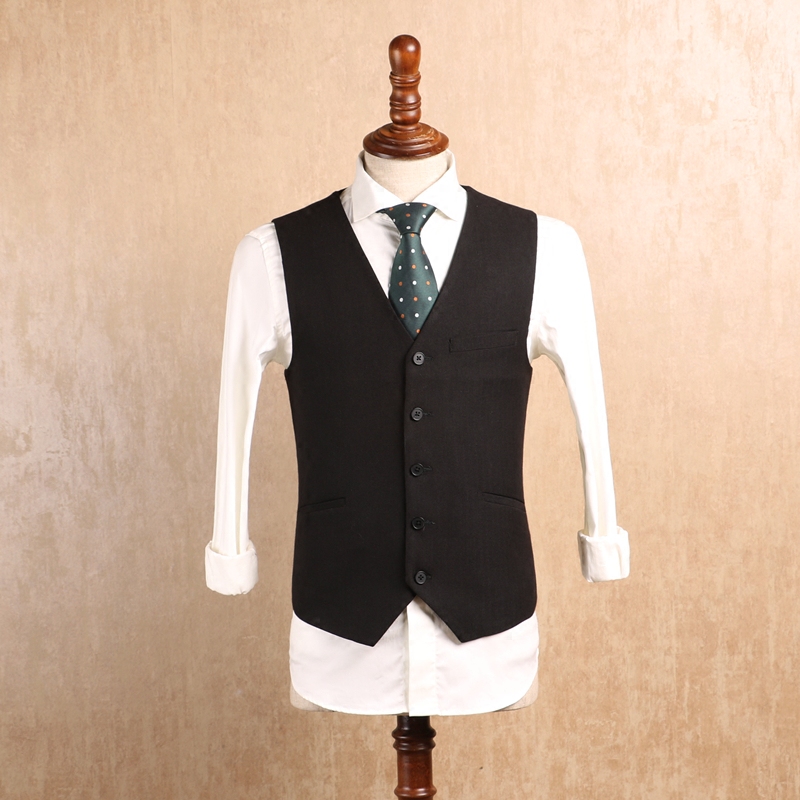 IsirHonour business gentleman black herringbone tattoo slim men's suit vest British retro Korean style vest men