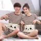 Phiên bản mùa hè Hàn Quốc của bộ đồ ngủ đôi Crayon Shinchan phụ nữ mùa hè dễ thương bằng vải bông bộ đồ thu đông trung niên Cặp đôi