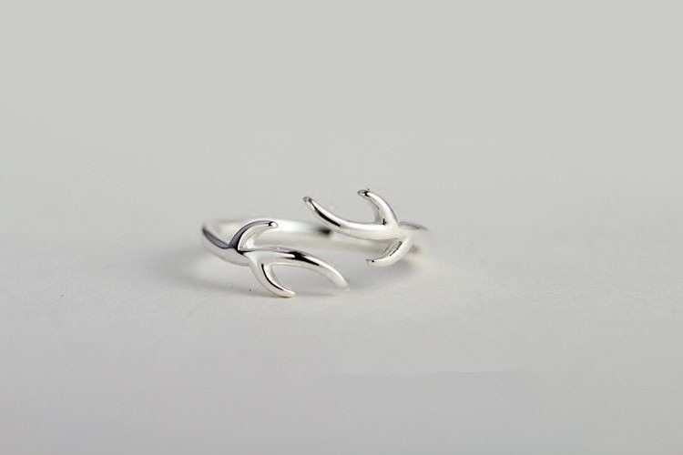 s925 sterling silver ring ring animal elk antler ring simple creative couple pair ring live mouth adjustable ring tail ring