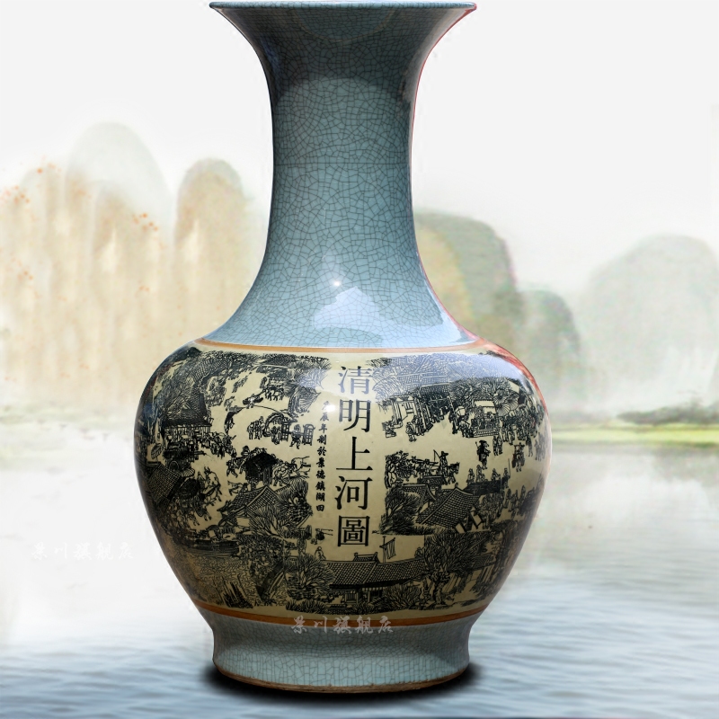 Archaize crack of jingdezhen ceramics glaze sitting room the multi-ethnic study of large vase household furnishing articles craft ornaments