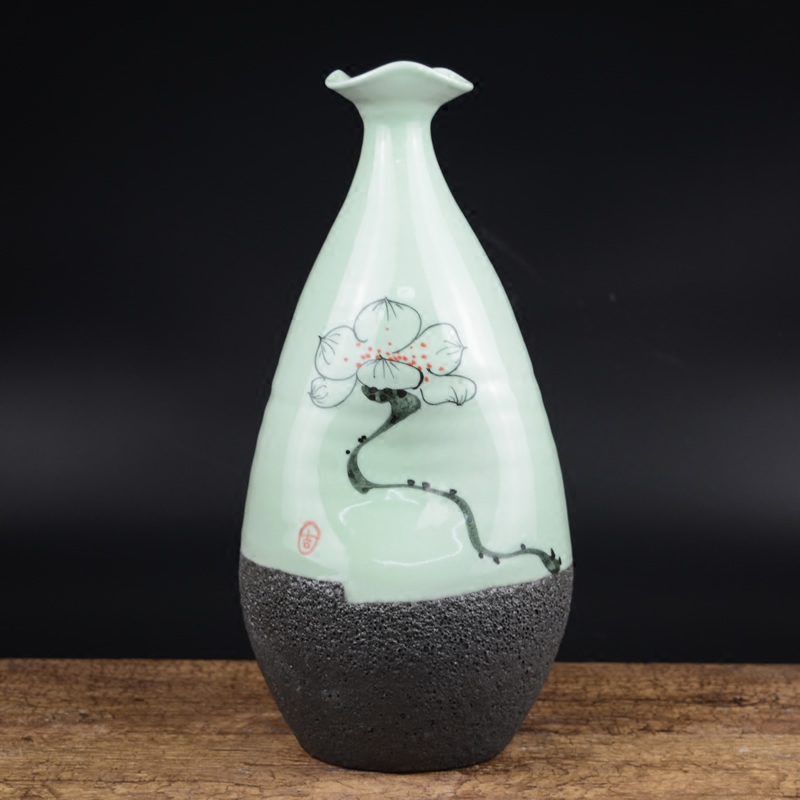 Jingdezhen ceramics creative manual zen vase Chinese style living room table home flower adornment furnishing articles