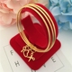 Mới Việt Nam Sand Gold Bracelet Scrub Tricyclic Kéo Tình yêu Euro Coin Bracelet Đồng mạ vàng trong một thời gian dài vòng đá thạch anh Vòng đeo tay Cuff