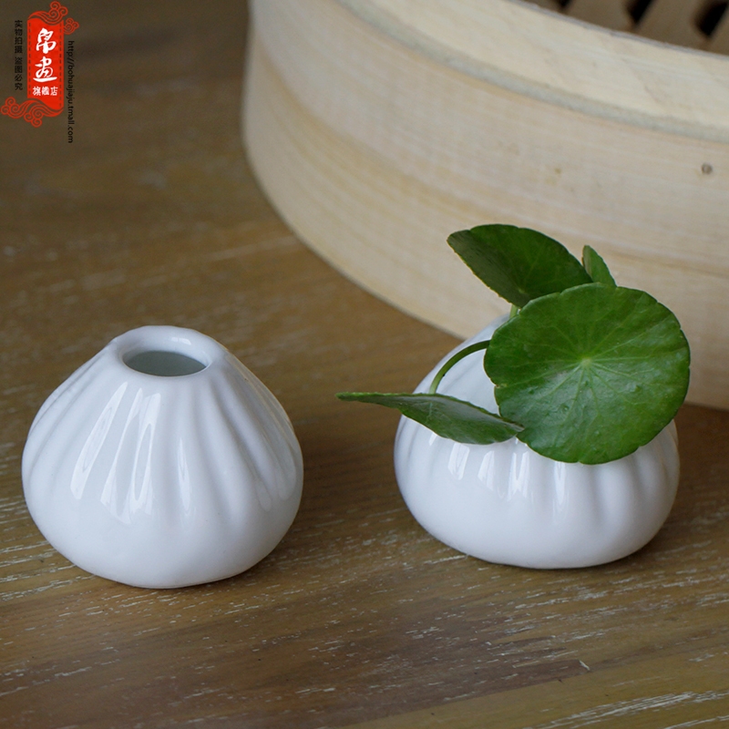 Jingdezhen ceramic hand kneading steamed stuffed bun flower implement creative desktop furnishing articles ceramic indoor meaty plant flowers, flower arranging