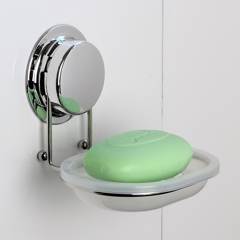 Garbo strong suction cup soap box rack Bathroom stainless steel wall-mounted double-layer soap rack drain creative soap box