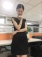 Xuân 2019 mới của phụ nữ nước hoa nhỏ ngọt ngào ngọt ngào cổ nhỏ V cổ tay không khí đầm đen - váy đầm