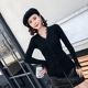 New Han Fan V-cổ dài tay áo len đen áo len nữ Áo mỏng ren áo len áo len nữ đẹp 2020 Cardigan