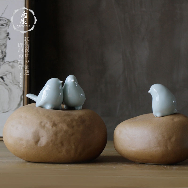 The rain tong home | ceramic creative modern adornment installs soft outfit furniture green glaze bird pay-per-tweet resting place