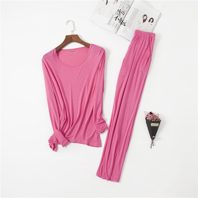 Comfortable outerwear casual long johns loose modal home clothes pajamas large size women's long-sleeved trousers suit fat