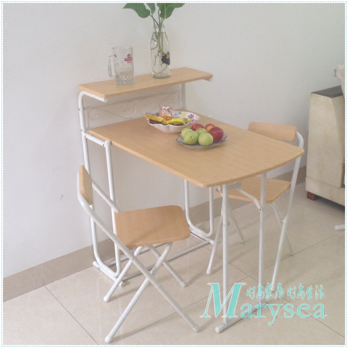 Double folding dining table Wall table Small apartment dining table and chair combination foldable bar table Kitchen folding table