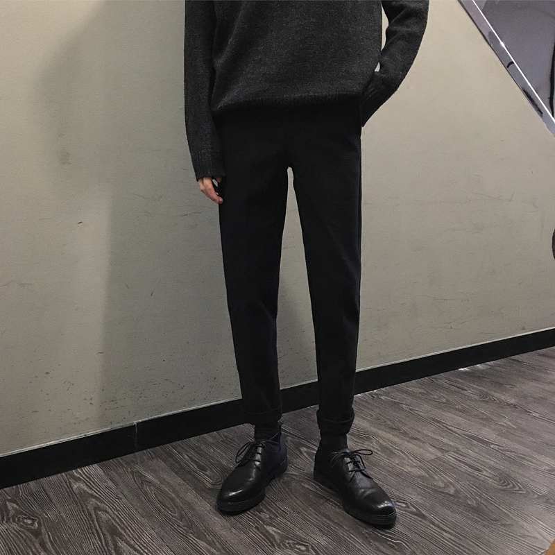 态度 / 复合面料 不刺皮肤 超显瘦的九分毛呢西裤 修身小脚裤 男