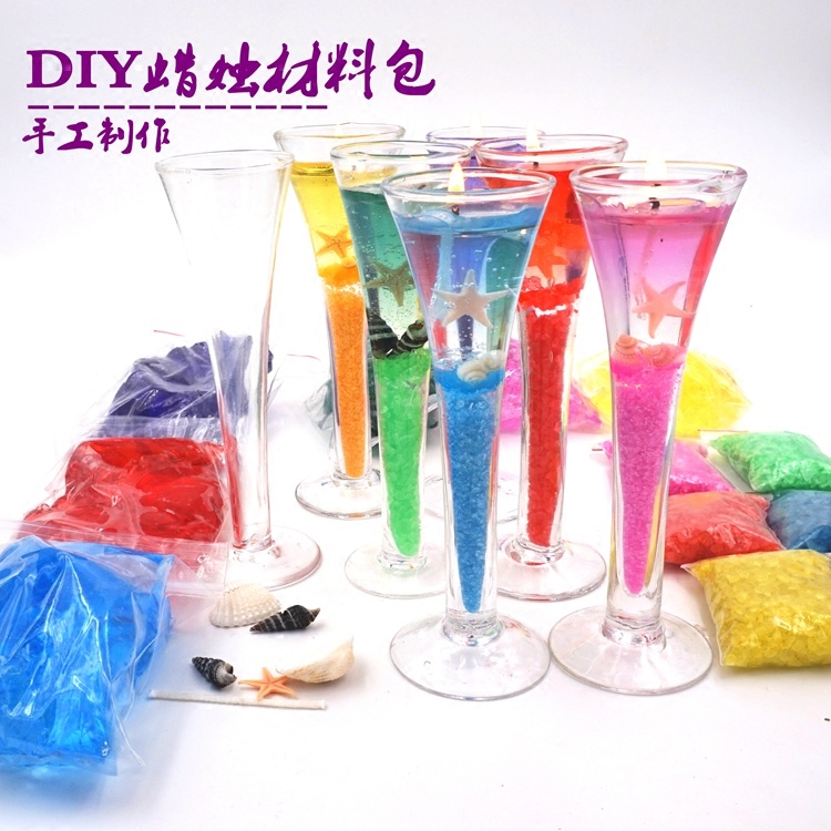 Handmade DIY Jelly Candle Package High Football Cup Crystal Material Romantic Glass Color Candle Material Pack